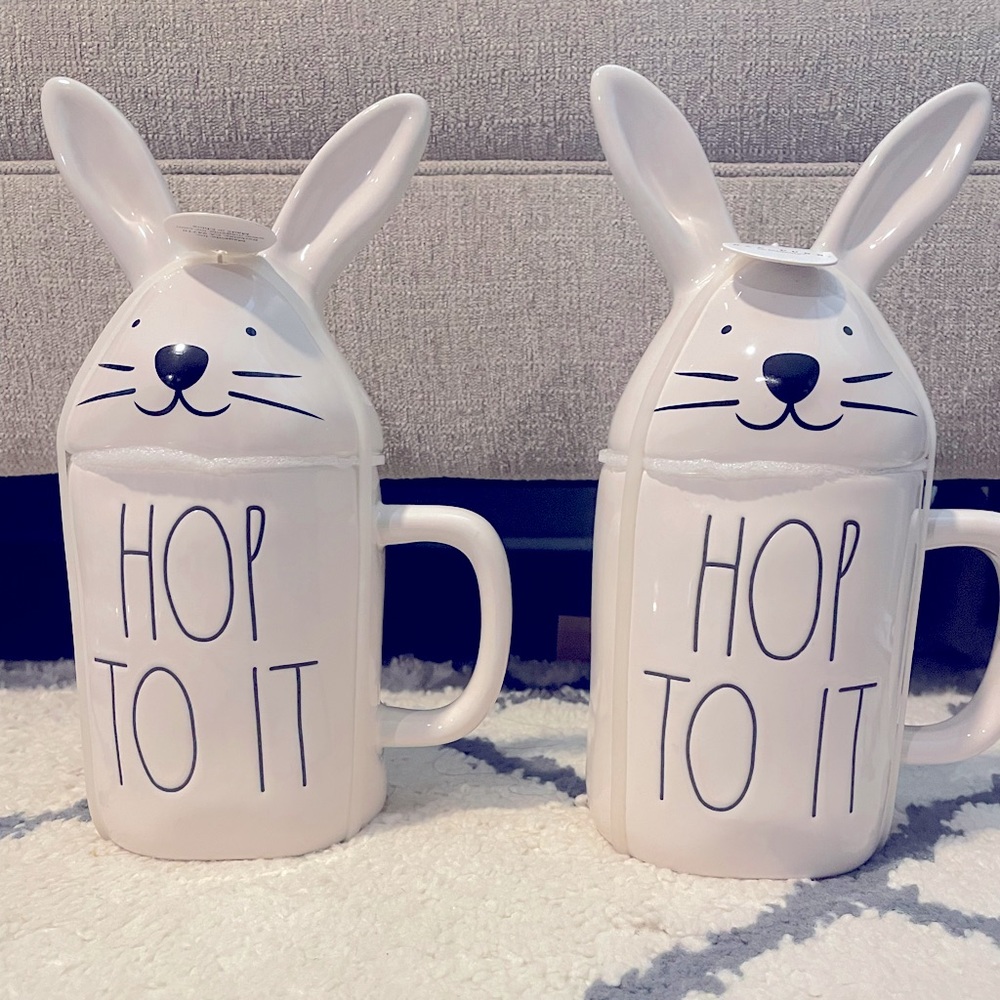 NWT - Rae Dunn Hop to it mugs with Topper, only 1 left